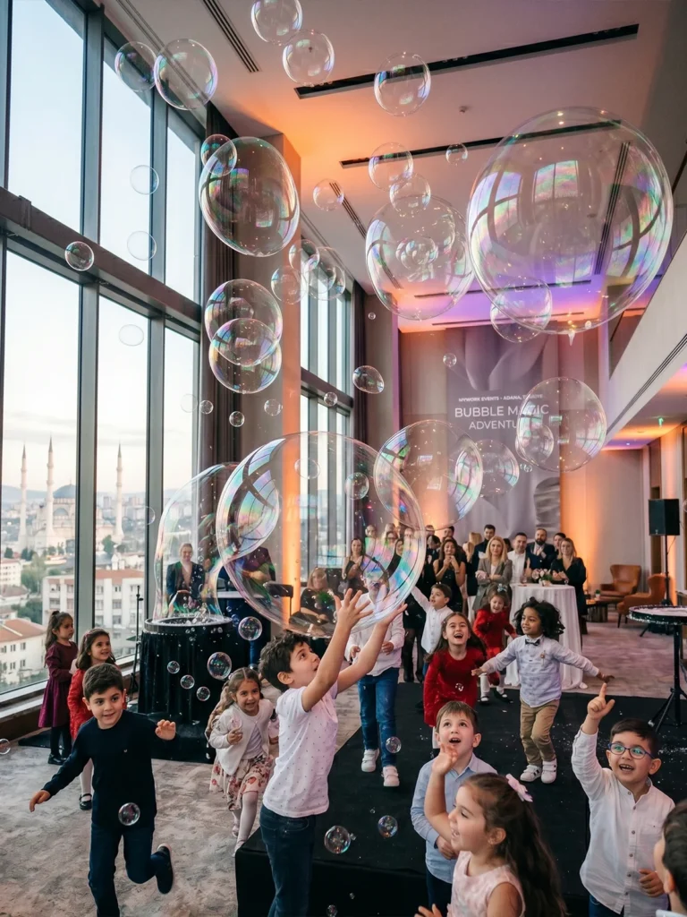 Çocukları büyüleyen profesyonel köpük (bubble) gösterisi – MyWork Events